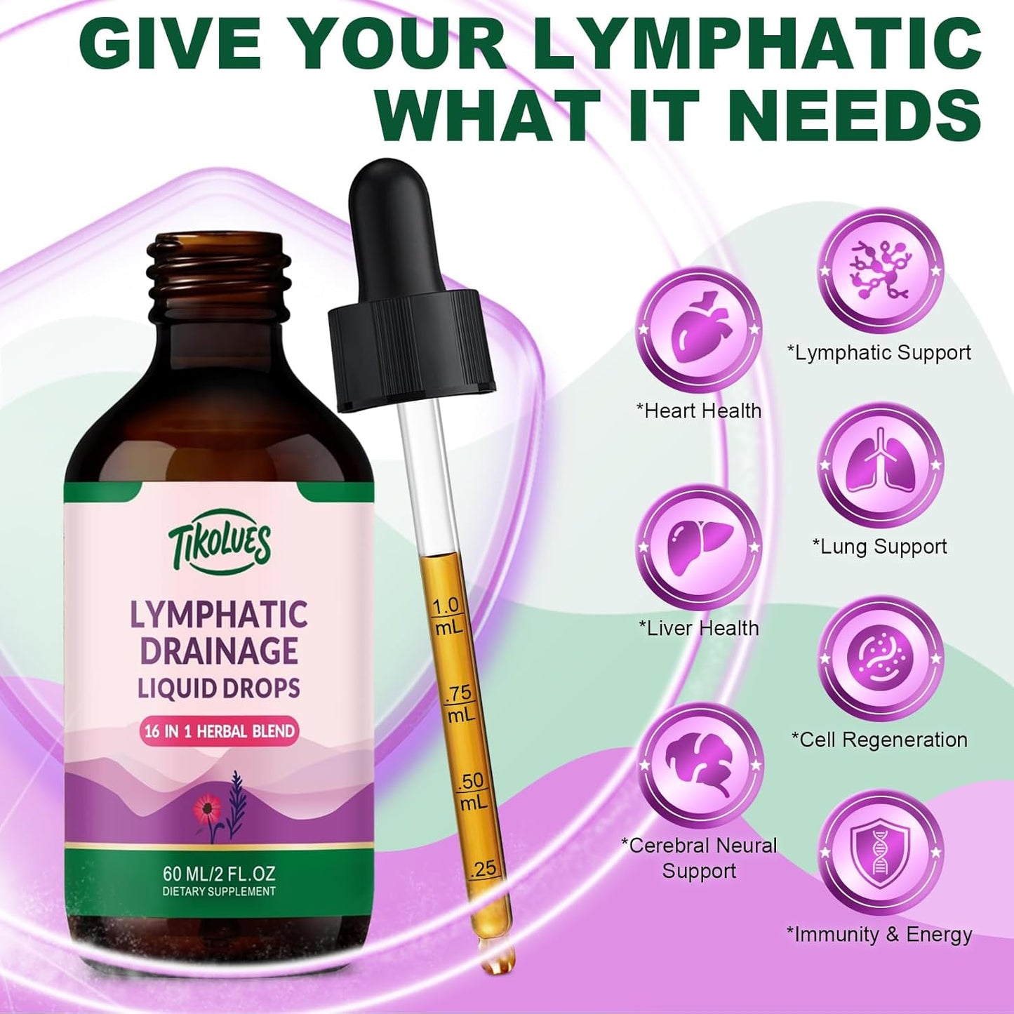 Lymphatic Drainage Drops | Organic Lymphatic Cleanse Immune Support Supplement | Lymphatic Support with Echinacea & Elderberry | Herbal Blend | Non-Gmo | 2 Fl Oz