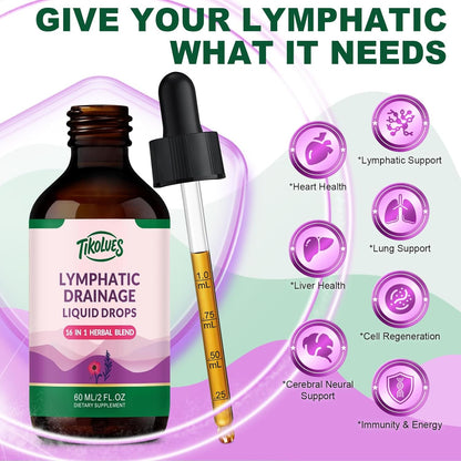 Lymphatic Drainage Drops | Organic Lymphatic Cleanse Immune Support Supplement | Lymphatic Support with Echinacea & Elderberry | Herbal Blend | Non-Gmo | 2 Fl Oz