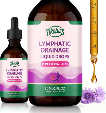 Lymphatic Drainage Drops | Organic Lymphatic Cleanse Immune Support Supplement | Lymphatic Support with Echinacea & Elderberry | Herbal Blend | Non-Gmo | 2 Fl Oz