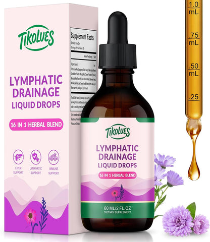 Lymphatic Drainage Drops | Organic Lymphatic Cleanse Immune Support Supplement | Lymphatic Support with Echinacea & Elderberry | Herbal Blend | Non-Gmo | 2 Fl Oz