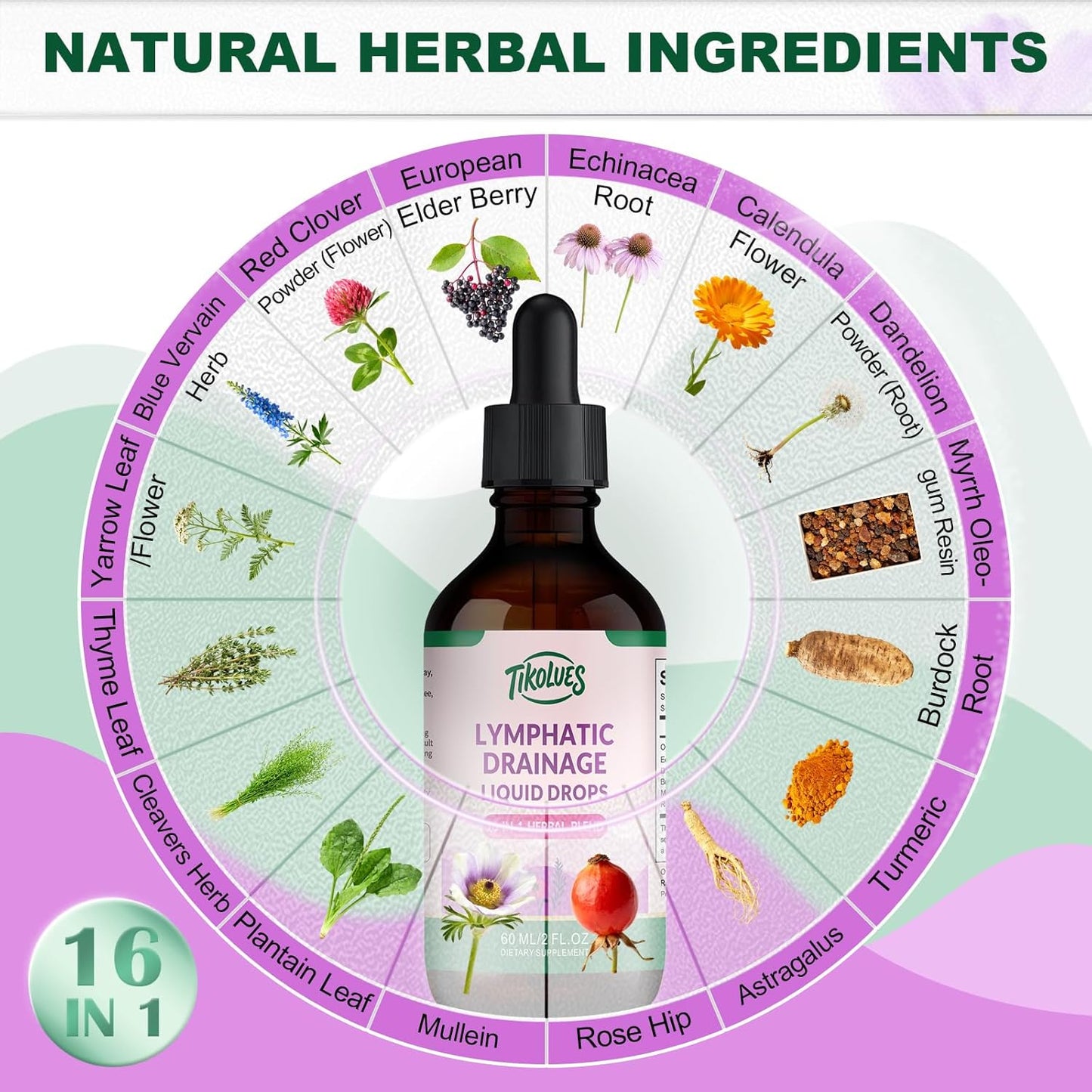 Lymphatic Drainage Drops | Organic Lymphatic Cleanse Immune Support Supplement | Lymphatic Support with Echinacea & Elderberry | Herbal Blend | Non-Gmo | 2 Fl Oz